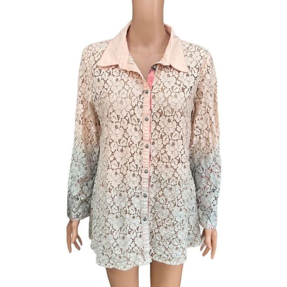Soft Surroundings Aurelie eyelet lace top cotton blend size M - Picture 1 of 10